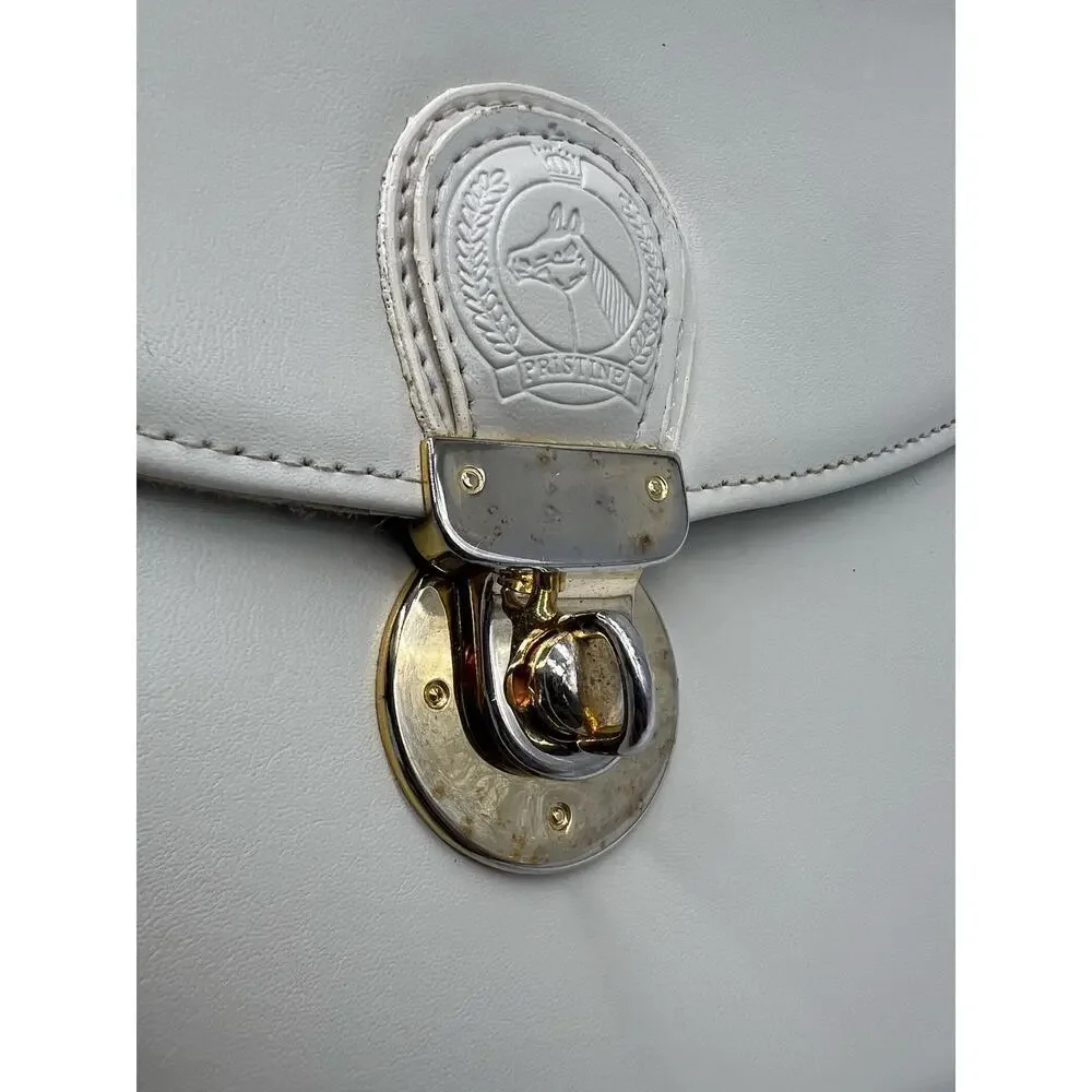 Design by Pristine brand vintage hard box cream handbag